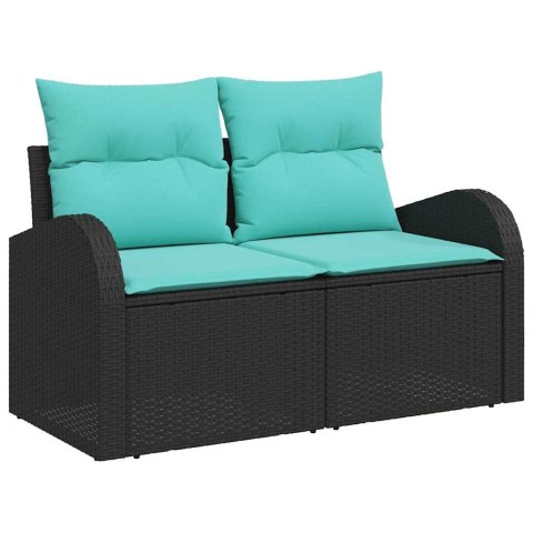 Zestaw Sof na Ogród z poduszką 5 pcs Czarny Rattan poli