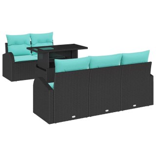 Zestaw Sof na Ogród z poduszką 6 pcs Czarny Rattan poli