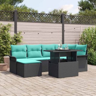 Zestaw Sof na Ogród z poduszką 7 pcs Czarny Rattan poli