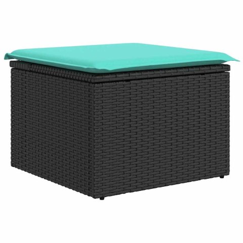 Zestaw Sof na Ogród z poduszką 7 pcs Czarny Rattan poli