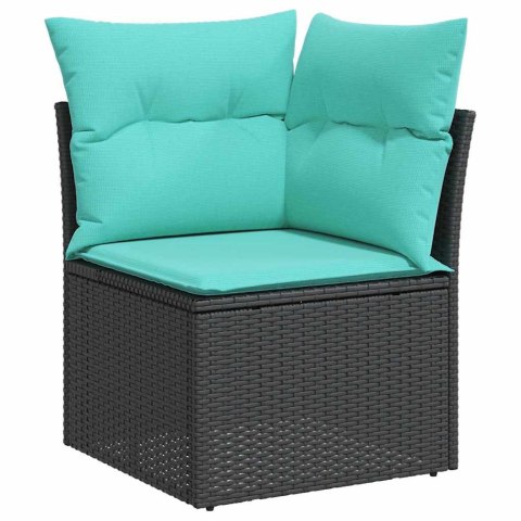 Zestaw Sof na Ogród z poduszką 7 pcs Czarny Rattan poli