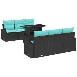 Zestaw Sof na Ogród z poduszką 7 pcs Czarny Rattan poli