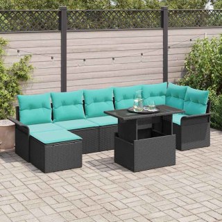 Zestaw Sof na Ogród z poduszką 8 pcs Czarny Rattan poli