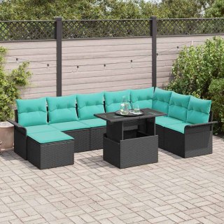 Zestaw Sof na Ogród z poduszką 9 pcs Czarny Rattan poli