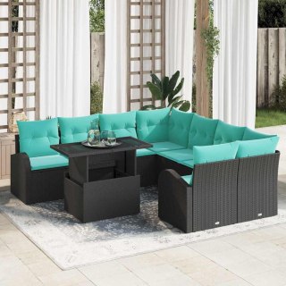 Zestaw Sof na Ogród z poduszką 9 pcs Czarny Rattan poli