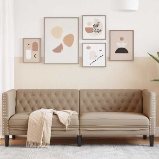 VidaXL Sofa Chesterfield, 3-os., cappuccino, sztuczna skóra