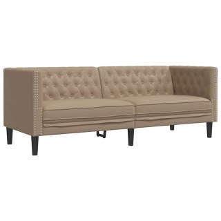 VidaXL Sofa Chesterfield, 3-os., cappuccino, sztuczna skóra