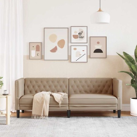 Sofa Chesterfield, 3-os., cappuccino, sztuczna skóra