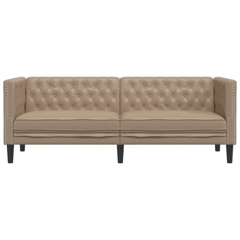 Sofa Chesterfield, 3-os., cappuccino, sztuczna skóra
