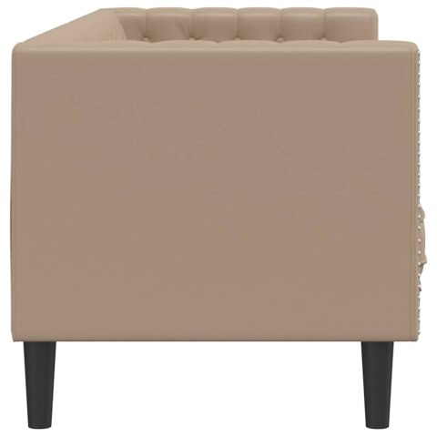 Sofa Chesterfield, 3-os., cappuccino, sztuczna skóra