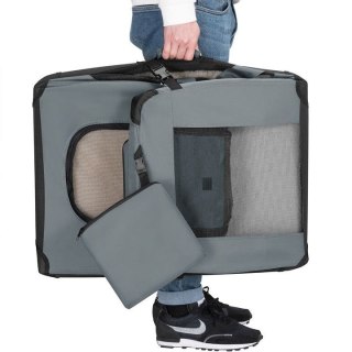 Składany transporter dla psa z siatką 50x34x36 cm szary