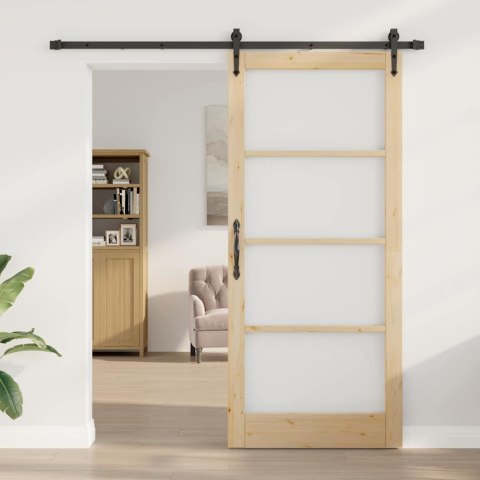 Drzwi przesuwne Naturalny i czarny 93 x 211 cm