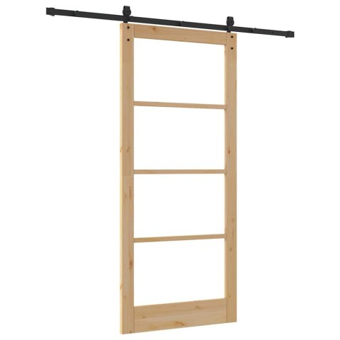 Drzwi przesuwne Naturalny i czarny 93 x 211 cm
