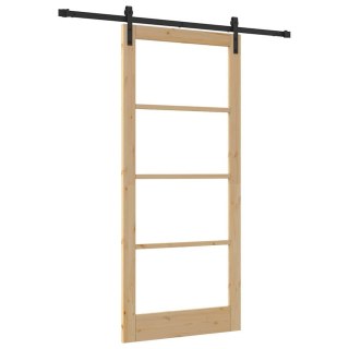 VidaXL Drzwi przesuwne ORKDAL Naturalny i czarny 93 x 211 cm