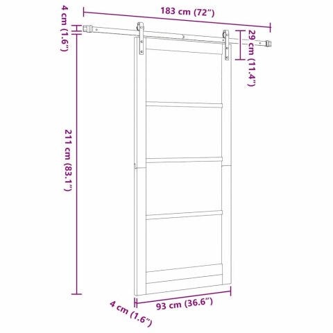 Drzwi przesuwne ORKDAL Naturalny i czarny 93 x 211 cm