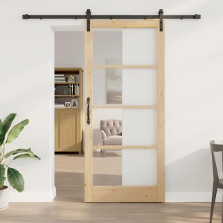 VidaXL Drzwi przesuwne ORKDAL Naturalny i czarny 93 x 211 cm