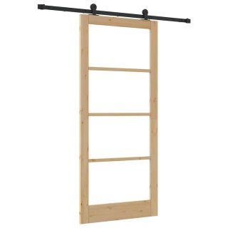 VidaXL Drzwi przesuwne ORKDAL Naturalny i czarny 93 x 211 cm