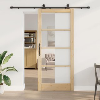 VidaXL Drzwi przesuwne ORKDAL Naturalny i czarny 93 x 211 cm