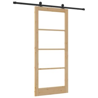 VidaXL Drzwi przesuwne ORKDAL Naturalny i czarny 93 x 211 cm