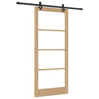 VidaXL Drzwi przesuwne ORKDAL Naturalny i czarny 93 x 211 cm