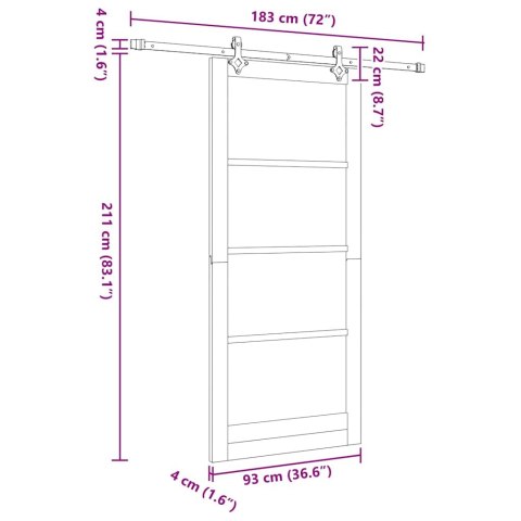 Drzwi przesuwne ORKDAL Naturalny i czarny 93 x 211 cm