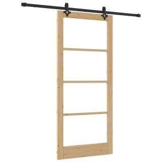 VidaXL Drzwi przesuwne ORKDAL Naturalny i czarny 93 x 211 cm
