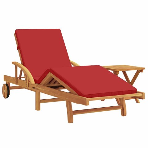 Leżak 2 pcs Czerwony Lite Drewno Akacji