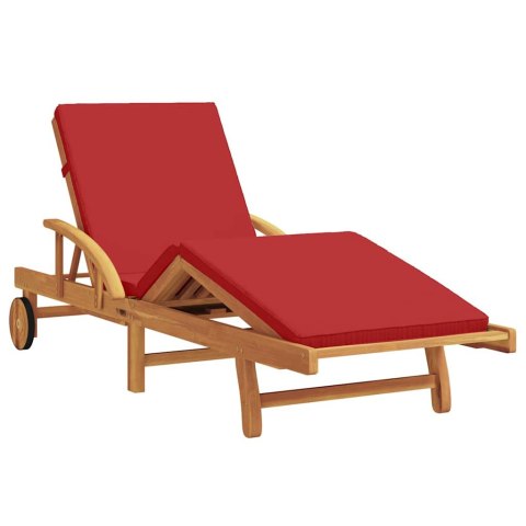 Leżak 2 pcs Czerwony Lite Drewno Akacji