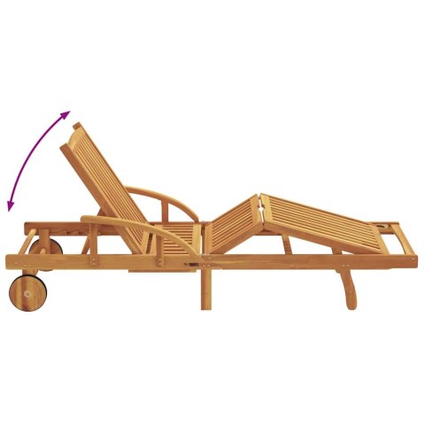 Leżak 2 pcs Czerwony Lite Drewno Akacji