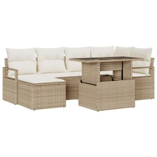 Zestaw Sof na Ogród z poduszką 7 pcs beżowo-kremowy