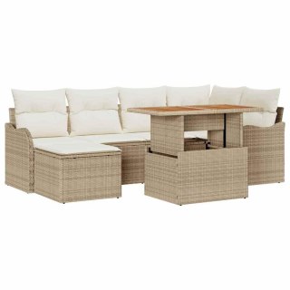 Zestaw Sof na Ogród z poduszką 7 pcs beżowo-kremowy