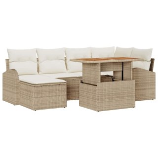 Zestaw Sof na Ogród z poduszką 7 pcs beżowo-kremowy