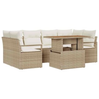 Zestaw Sof na Ogród z poduszką 7 pcs beżowo-kremowy