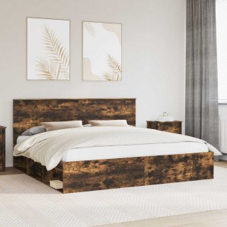 VidaXL Ramka łóżka Dąb wędzony 200 x 200 cm Lite drewno sosnowe