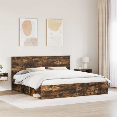 Ramka łóżka Dąb wędzony 200 x 200 cm Lite drewno sosnowe