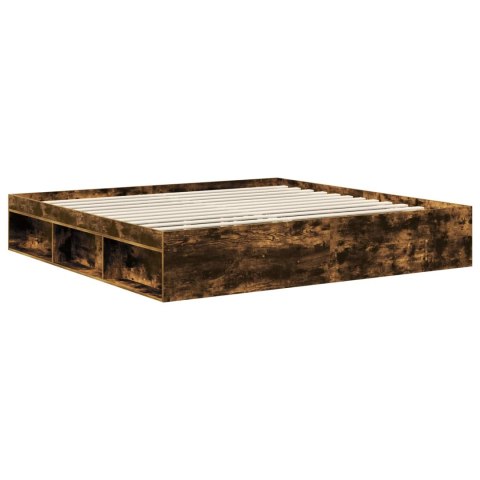 Ramka łóżka Dąb wędzony 200 x 200 cm Lite drewno sosnowe