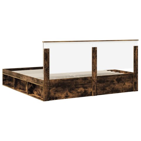 Ramka łóżka Dąb wędzony 200 x 200 cm Lite drewno sosnowe