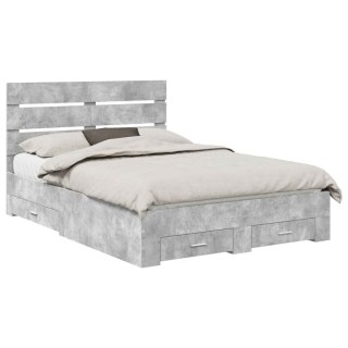 VidaXL Ramka łóżka Betonowy szary 150 x 200 cm Materiał drewnopochodny