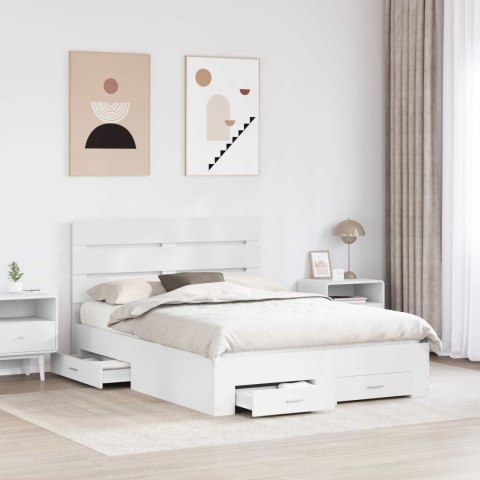 Ramka łóżka Biały 140 x 190 cm Materiał drewnopochodny