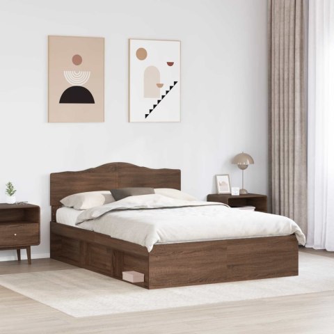 Ramka łóżka Brązowy dąb 140 x 200 cm Lite drewno sosnowe