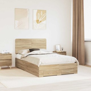 VidaXL Ramka łóżka Dąb Sonoma 135 x 190 cm Materiał drewnopochodny