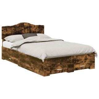 VidaXL Ramka łóżka Dąb wędzony 135 x 190 cm Materiał drewnopochodny