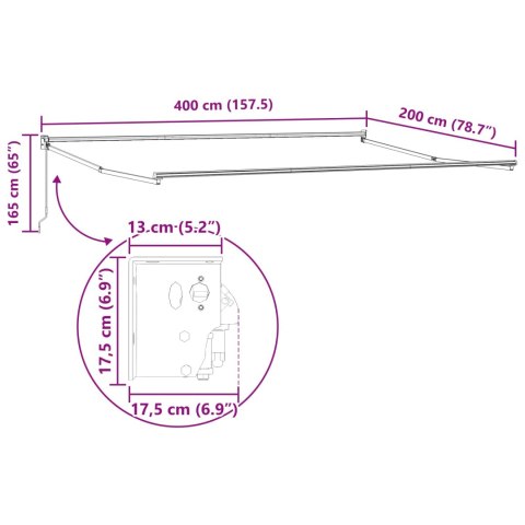Markiza wysuwana kremowy 4 x 2 m 100% Poliester i Aluminium