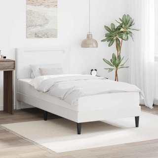 VidaXL Ramka łóżka z paskami LED Biały 90 x 190 cm Ekoskóra
