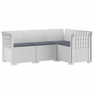 VidaXL Ogród Sofa 4-osobowa z poduszkami Wygląd Rattanu PP Biały