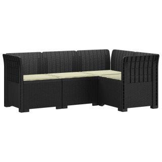 VidaXL Ogród Sofa 4-osobowa z poduszkami Wygląd Rattanu PP antracytowy