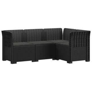 VidaXL Ogród Sofa 4-osobowa z poduszkami Wygląd Rattanu PP antracytowy