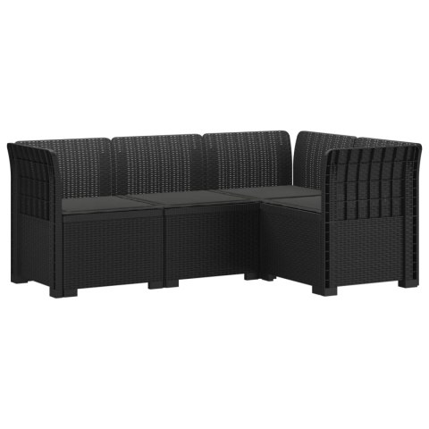 Ogród Sofa 4-osobowa z poduszkami Wygląd Rattanu PP antracytowy