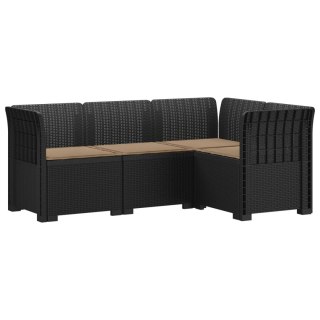 VidaXL Ogród Sofa 4-osobowa z poduszkami Wygląd Rattanu PP antracytowy