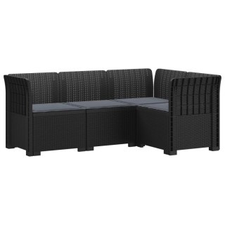 VidaXL Ogród Sofa 4-osobowa z poduszkami Wygląd Rattanu PP antracytowy